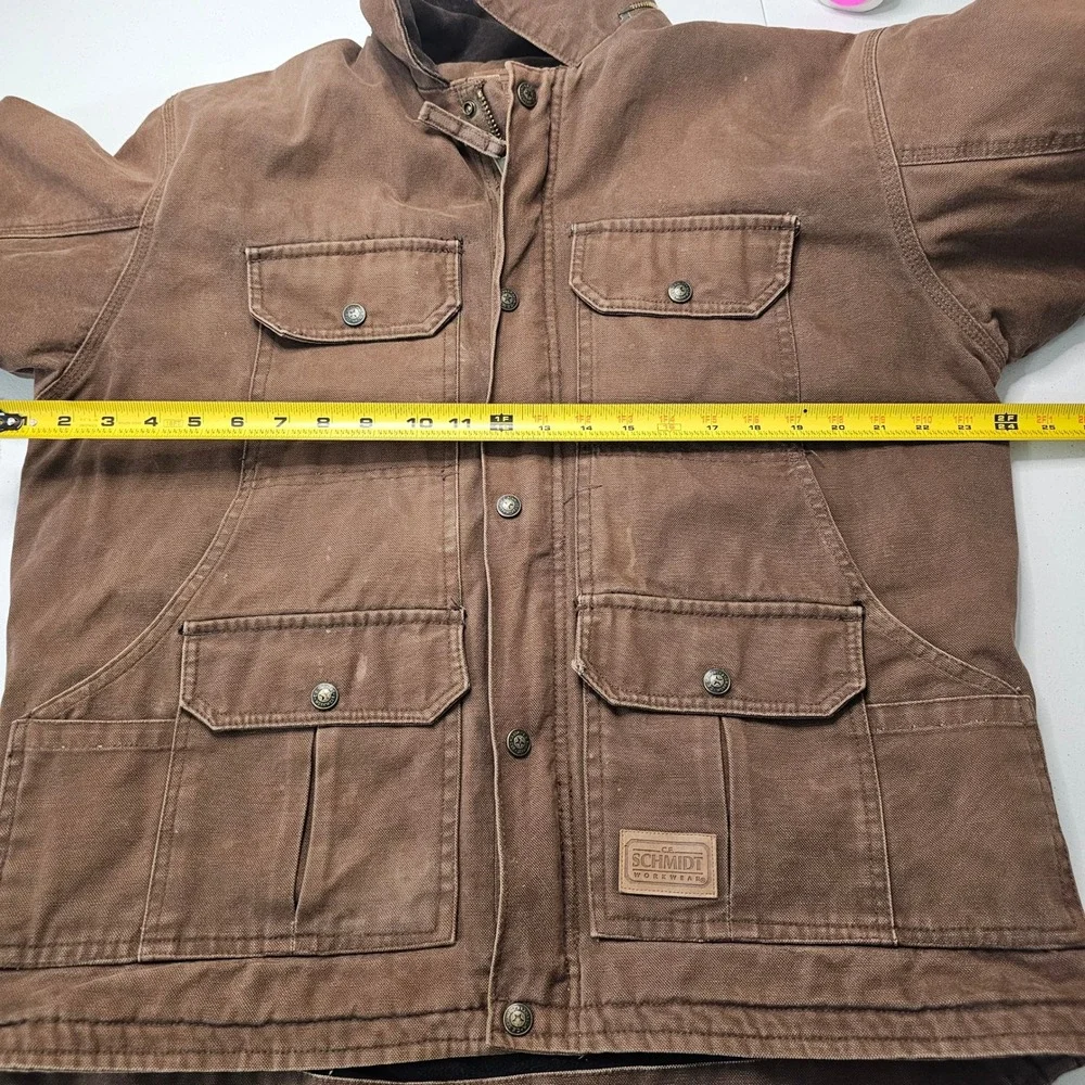 C.E. Schmidt Workwear Jacket Brown Duck Canvas L Fleece Lined Chore Ranch Barn
